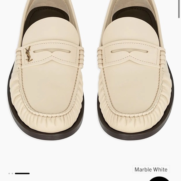 Saint Laurent Shoes - Saint Laurent Cream Loafers